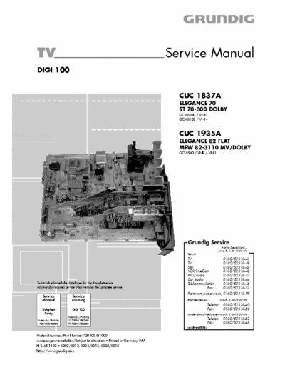 Grundig Elegance 70, Elegance 82 Flat Service manual Digi 100 [ST 70-300 DOLBY, MFW 82-3110 MW/DOLBY] Part 1/4 [Tot.File 11.664Kb] Pag. 144